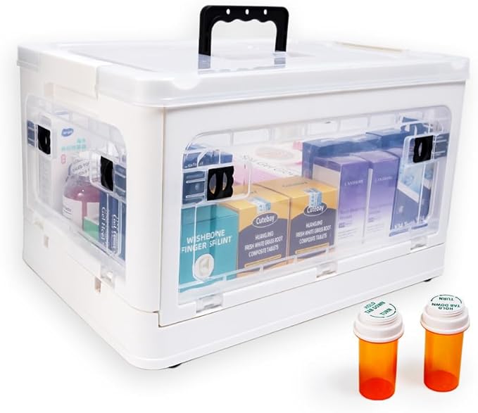 20QT Medicine Organizer Box - Medicine Storage Containers,Medicine Box with Handles Transparent Medicine Containers, Suitable for Home and Office