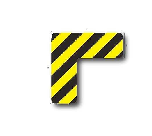 5S Location Marking Corner- (Various Sizes Available) Durable L Shaped Floor Marker by Graphical Warehouse- Vibrant Colors, Rounded Corners (6x6x2" (15 Pack), Black/Yellow)