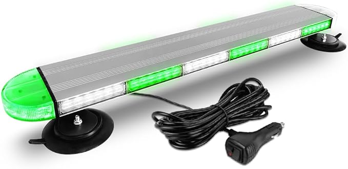 ASPL 31 inch Low Profile Rooftop Emergency Strobe Lights Bar Full Aluminum Flashing Safety Warning Traffic Advisor Lightbar Hazard Snow Plow Light for Trucks Tow Construction Vehicles (Green/White)