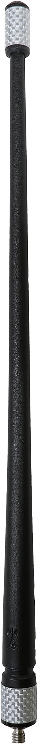 Votex - The Spartan - 13 3/4 Inch Short Flexible Rubber Antenna - Silver Carbon Fiber Trim - Tuned Internal Copper Coil - Part Number A601-FUB-15