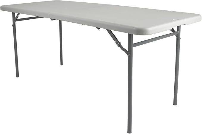 OEF Furnishings OEFCMFIH3072 Rectangular Commercial-Grade Premium Industrial Fold-in-Half Blow-Molded Folding Table with 18-Gauge Steel Frame and Thick Top (Rectangle, 30" × 72", Speckled Gray Top)
