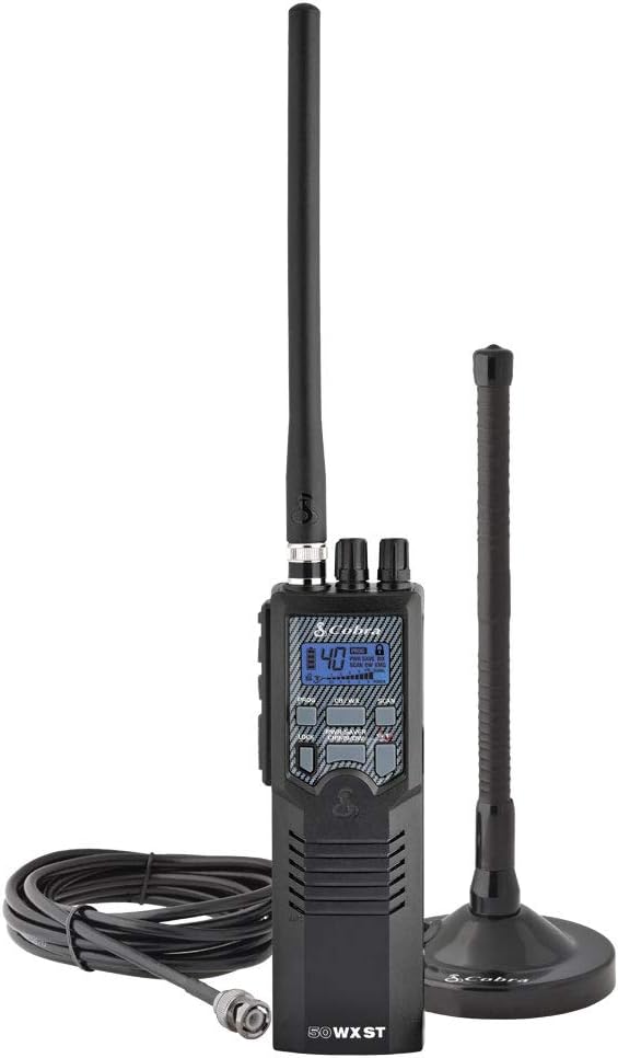 Cobra RX680 2 Watt Rugged Walkie Talkies - ( 2 Pack ) & HHRT50 Road Trip Cb Radio - Emergency Radio, Travel Essentials, 2-Way Handheld Black Radio with Rooftop Magnet Mount Antenna