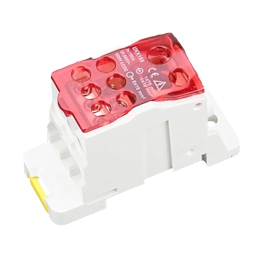 DIN Rail Distribution Box,690V 160A Positions Screw Terminal Block Junction Box Breaker Box Circuit Breaker Distribution Box for Various Power Distribution Needs (Red, 160A)