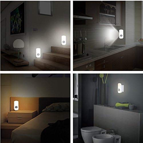 2 Pack LED Night Light, Flashlight Motion Sensor Cut 3-in-1, Rechargeable Emergency Light, Auto Sensing Energy Saving Wall Mount Plug-in Light Portable LED Torch White Small Size