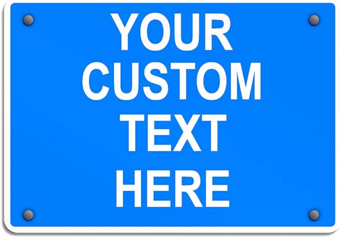 Aluminum Weatherproof Metal Sign Multiple Sizes Custom Personalized Text Here Blue White Notice Travel Horizontal Street Signs 14x10Inches