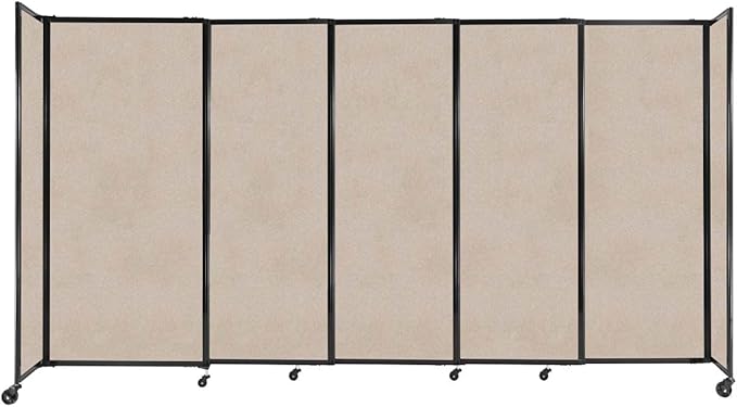 Versare Straightwall Sliding Portable Wall Partition | Freestanding Office Dividers | Locking Wheels | Temporary Room Separator | 11'3" Wide x 6' Tall Beige SoundSorb Panels