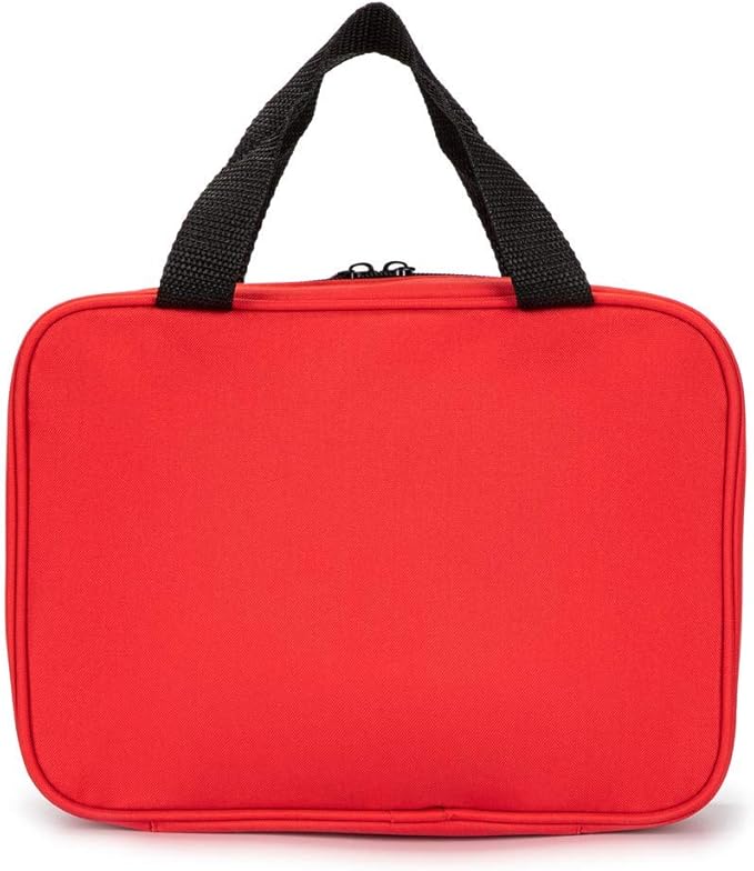 Red First Aid Bag Empty Travel Rescue Pouch First Responder Storage Medicine Emergency Bag for Car Home Office Kitchen Sport Outdoors (Red with Zippered Mesh Bags)