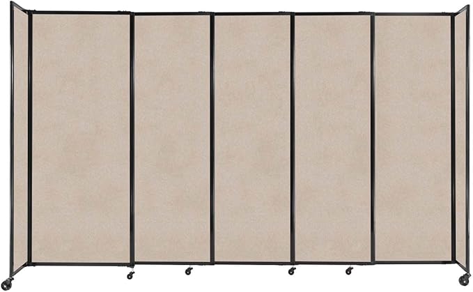 Versare Straightwall Sliding Portable Wall Partition | Freestanding Office Dividers | Locking Wheels | Temporary Room Separator | 11'3" Wide x 6'10" Tall Beige SoundSorb Panels