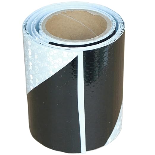 Black White Reflective Tape 4 inch, Outdoor Waterproof Hazard Conspicuity Warning Industrial Marking Tape (11 feet)