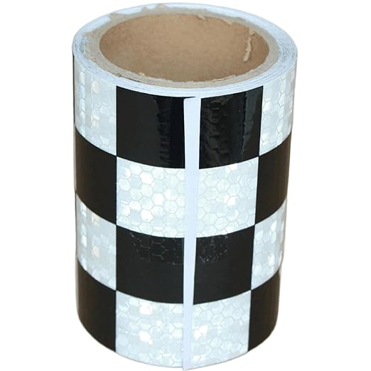 Black White Reflective Tape 4 inch, Outdoor Waterproof Hazard Conspicuity Warning Industrial Marking Tape (11 feet)
