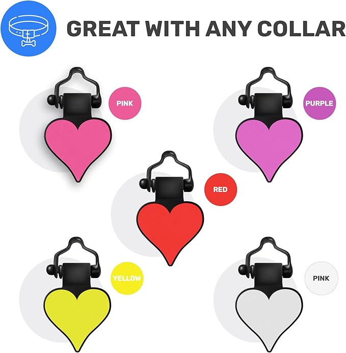 SiliDog - The Original Silicone Silent Dog Tag - Personalized Engraved Soundless Pet ID - As Seen On Shark Tank - Durable - Never Fades - Heart - Red