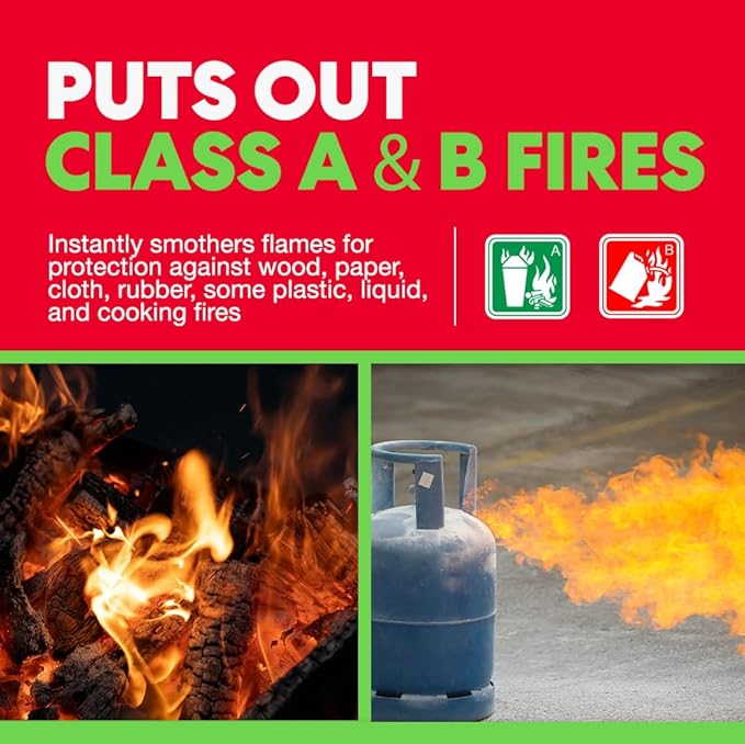 5-Pack Emergency Fire Blanket - ASTM Certified Fire Suppression Blanket for Home, Kitchen, Grill, Camping, Car & More - 40" x 40" Flame Retardant Fabric, No Mess, Easy Deployment