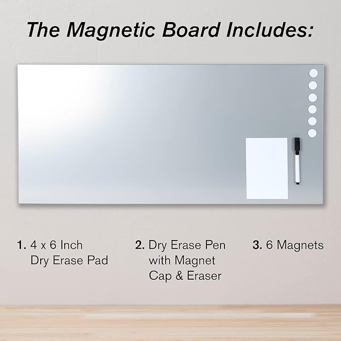 STEELMASTER by BankSupplies Magnetic Bulletin Board | 30 x 14 Inches | Silver | Includes 6 Magnets, 4 x 6 Dry Erase Board & Dry Erase Marker | Scratch Resistant Finish | Horizontal & Vertical Display
