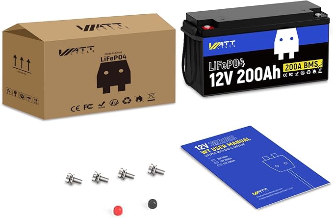 12V 200Ah LiFePO4 Lithium Battery, Built-in 200A BMS, EVE A+ Rated Cells, Low Temperature Protection, 15,000+ Cycles, Ideal for Trolling Motors, Yacht, Marine, Boat, RV, Home Energy (4 PACK)
