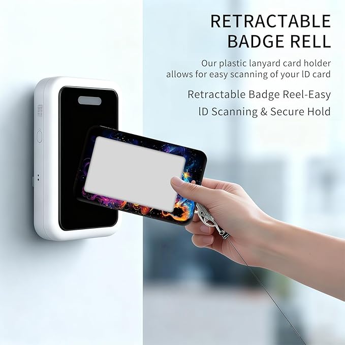 ID Badge Holder with Retractable Lanyard for Women & Men,Vertical ID Card Holder Wallet,Clear Window&Card Slot,Detachable Neck Strap for Nurse Teacher Office,Star Witch Galaxy