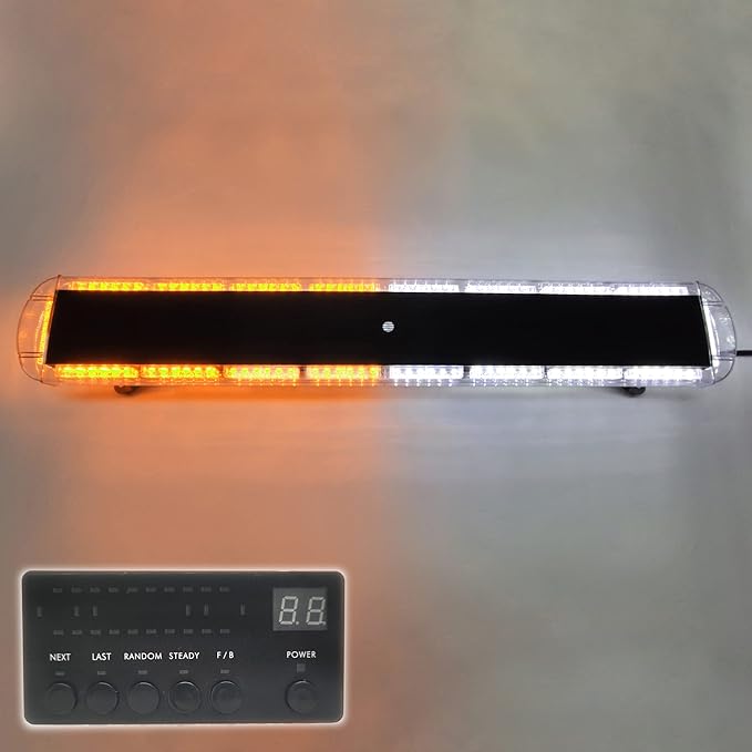 CFLMYYXGS 12V-24V LED Lights Rooftop Emergency Warning Light bar 26 Strobe Patterns Vehicles Security Law Snowplow Tow Trucks Crane Construction Cars Wreckers Beacon Light (108 LED Yellow/White)
