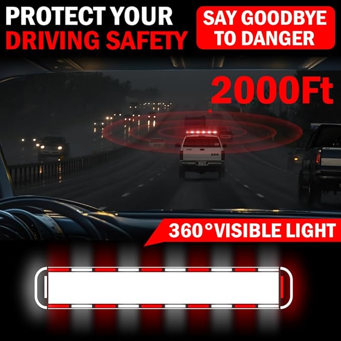 ASPL 46 inch 220 LED Rooftop Low Profile Strobe Light Bar Emergency Warning Beacon Car Hazard Flashing Construction Roof Lights Bars for Trucks Tow Automotive Construction Vehicle (Red/White