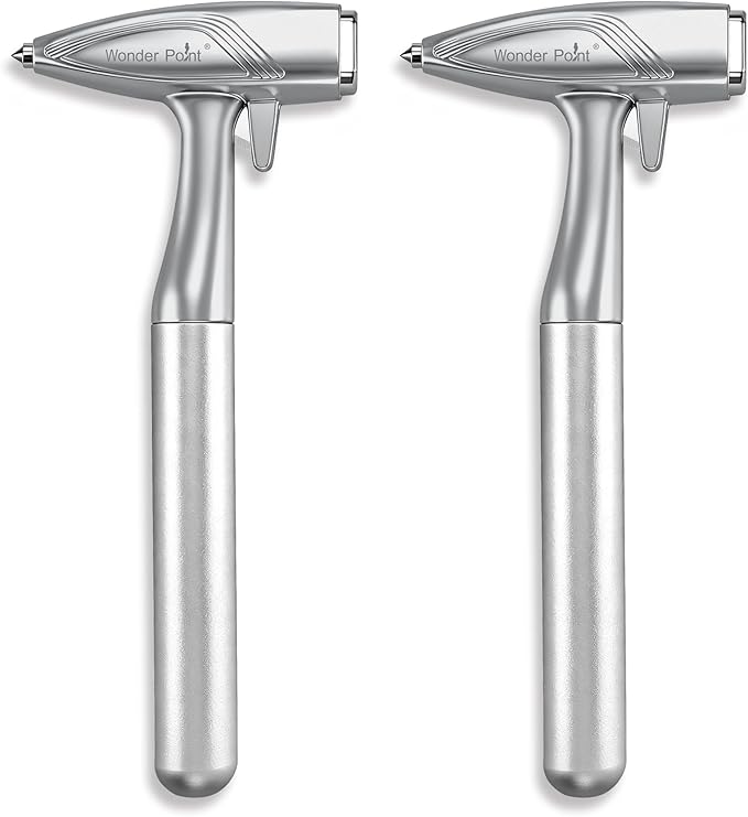 Car Window Breaker, Automotive Safety Hammer With Seatbelt Cutter, 3-in-1 Emergecy Escape Tool Car Metal Window Breaker Seatbelt Cutter, Aluminium Alloy Glass Breaker Hammer(Sliver 2Pack)