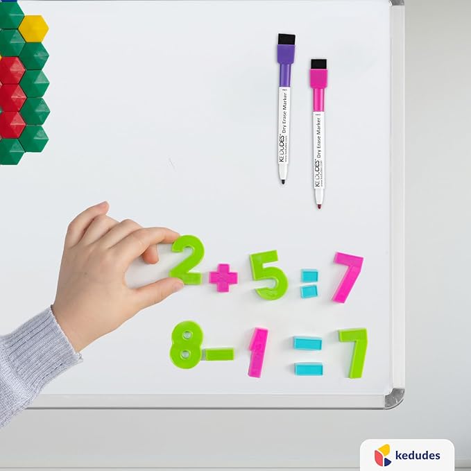 Kedudes Magnetic 8.5’’ x 11’’ Small Dry Erase Whiteboard - Includes 6 Magnetic Dry Erase Markers, Assorted Colors - Small Board for Fridge, Locker, Office, Classroom, Dorm Room