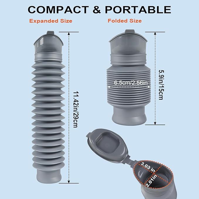 Pee Bottles for Men, Collapsible Urine Bottle 750ML, Portable Urinal for Women, Emergency Urinal Spill Proof Pocket Toilet for Car, Travel Urinals Potty for Camping, Traffic Jam, Road Trips, Hiking