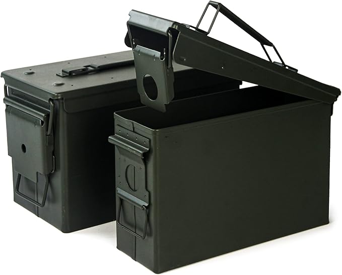 GUGULUZA Metal Ammo Can 30/50 Cal, Lockable Bullet Storage Case, Waterproof & Airtight Containers Box with Flip Top for Long-Term Storage Shotgun, Rifles, Pistols Ammunition