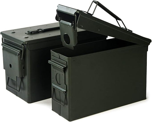 GUGULUZA Metal Ammo Can 30/50 Cal, Lockable Bullet Storage Case, Waterproof & Airtight Containers Box with Flip Top for Long-Term Storage Shotgun, Rifles, Pistols Ammunition