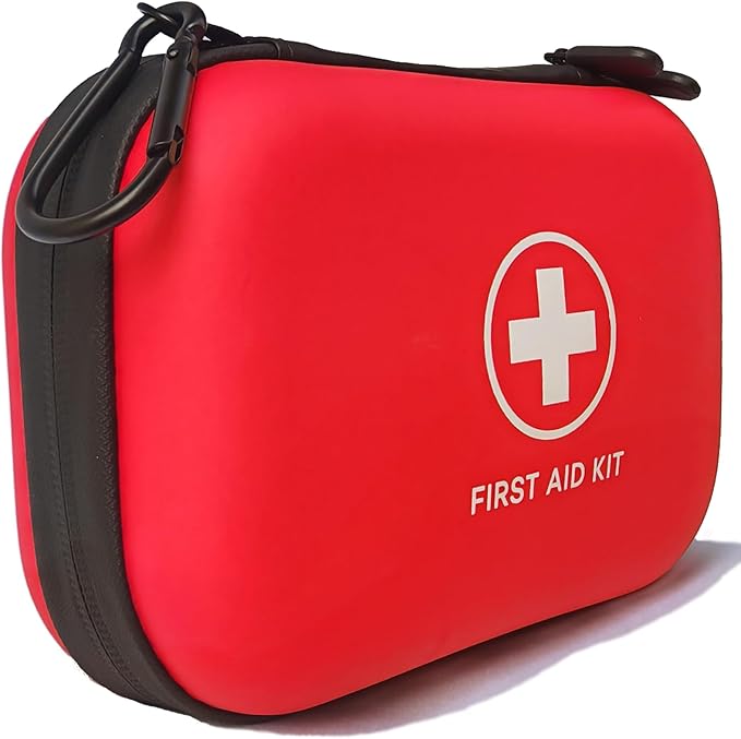 First Aid Kit 196 Piece Waterproof Hard Shell Portable Survival Kit for Home, Camping, Cars, Hiking, Travel, Outdoor, Adventure Emergency Medical Kits (Red)