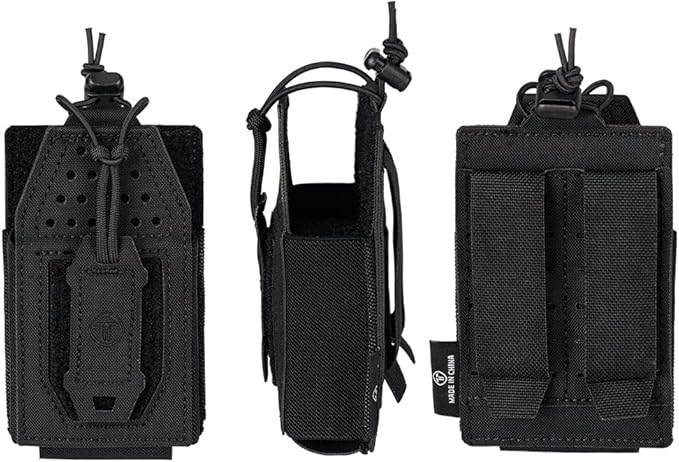 Tactical Molle Radio Pouch Radio Holster Universal Radio Holder For Walkie Talkie Motorola BaoFeng UV-5R BF-F8HP Adjustable Storage Rifle Magazine Pouch(Black)