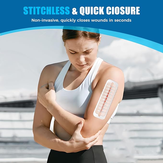 Large Butterfly Bandages for Extra Large Wounds | Steri Strips Wound Closure - Surgical-Grade Stitchless Laceration Repair & Rapid Hemostasis, Emergency First Aid Care