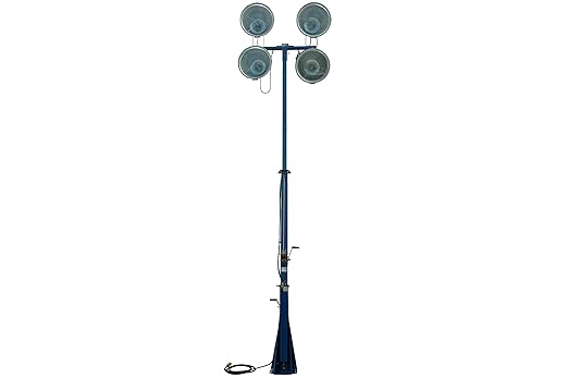4000 Watt 16 Foot Telescoping Light Mast - Fold Over Light Tower - 360 Degrees Rotating Boom - High Mast - Powder Coat Finish