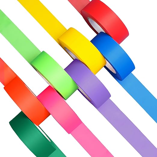 GEYYANG Flagging Tape Assorted Colors 8 Rolls,Non-Adhesive Plastic Ribbon,Neon Marking Tape for Survey Boundaries, Trees and Hazardous Areas,Trail Marking,Surveyors,1" x 98ft,3.35 Mil