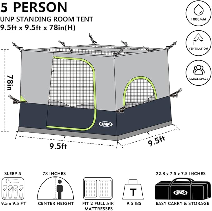 UNP Camping Canopy Tent - Inner Tent for 10' x 10' Pop Up Canopy, Simple Installation, Fully Vented Roof, Enclosed Canopy Space, Dark Blue (Frame NOT Included)