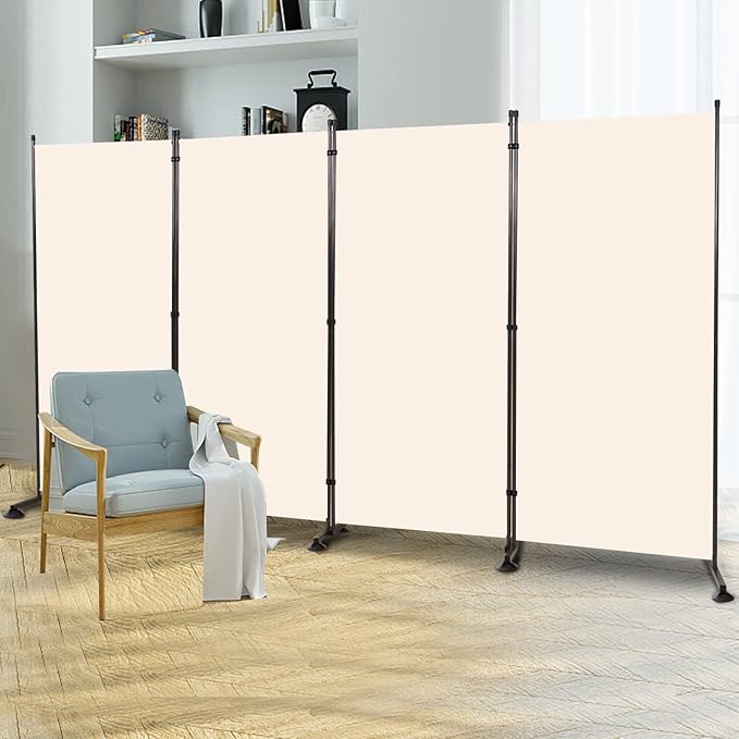 Room Divider 6FT Folding Privacy Screens, 4 Panel Partition Room Dividers w/Freestanding Design, Portable Wall Divider for Room Separtation, Fabric Screen Panel for Home Office Bedroom Dorm