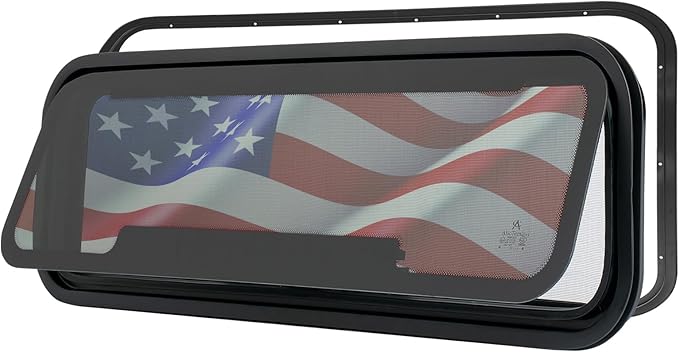 33.5"x10.5" RV Awning Window - DOT Certified, Aluminum Frame w/Removable Screen, Sliding Ventilation Design for Campers & Motorhomes