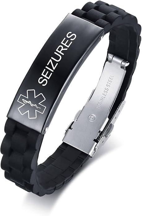 VNOX Medical Alert Bracelets for Men & Women Kids with Free Engraving Adjustable Stainless Steel Mesh Emergency Medical ID Bracelets Wristband