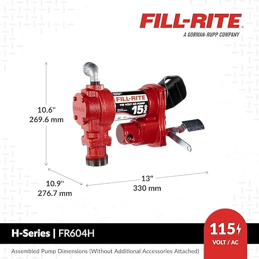 Fill-Rite FR604H 115V 15 GPM Fuel Transfer Pump (Pump Only) | Gasoline, Diesel, Kerosene, Ethanol & Methanol Blends & Biodiesel