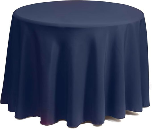Gee Di Moda Round Tablecloth - 90 Inch Navy Blue Round Table Cloth for 30 to 60 Inch Round Tables - Heavy Duty Washable Fabric - for Buffet Table, Holiday Party, Dinner, Wedding & Baby Shower