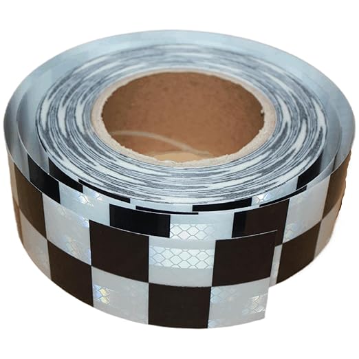 Reflective Tape Black White 2 inch Wide for Cars, Outdoor Waterproof High Visibility Safety Warning Adhesive Strips (66 feet)