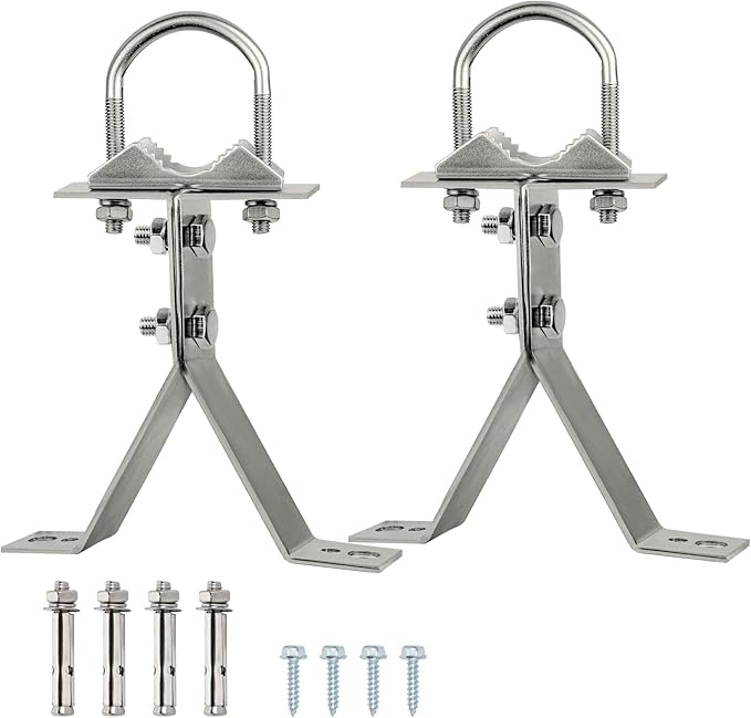 XRDS-RF Antenna Wall Mount 6 Inch Heavy-Duty Stand Off Wall Mast Mount Windproof Mounting Bracket for TV Mast (2-Leg + 2-Leg)