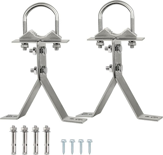 XRDS-RF Antenna Wall Mount 6 Inch Heavy-Duty Stand Off Wall Mast Mount Windproof Mounting Bracket for TV Mast (2-Leg + 2-Leg)