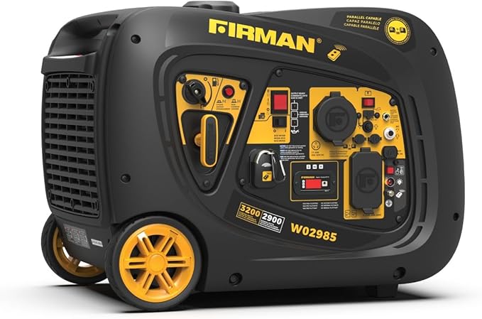 FIRMAN W02985 Gas Inverter Portable Generator, 3200W Remote Start, Quiet 58dB, 1.8-Gal Tank, 9 Hrs Runtime, Wheel Kit, RV Ready, Use for Camping, Tailgating & Outdoor Recreation