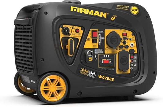 FIRMAN W02985 Gas Inverter Portable Generator, 3200W Remote Start, Quiet 58dB, 1.8-Gal Tank, 9 Hrs Runtime, Wheel Kit, RV Ready, Use for Camping, Tailgating & Outdoor Recreation