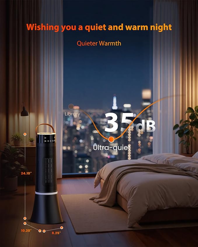 Space Heaters for indoor use large room, 24" 12ft/s Electric Heater with Remote, 1500W Electric Heaters with 75°Oscillation, 1-12H Timer, PTC Electric Heater for Large Room, Bedroom Home Office