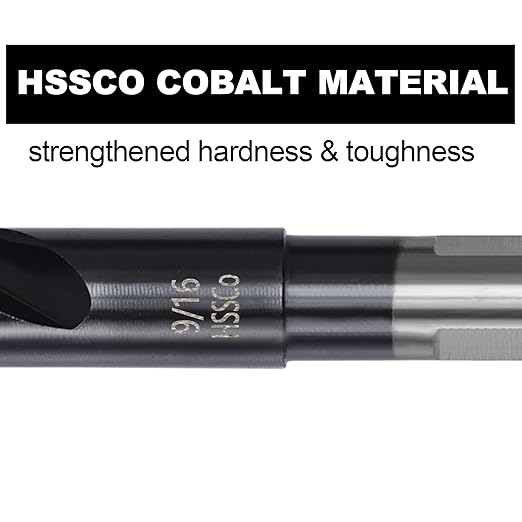 9/16 Cobalt Drill Bit for Metal and Hardened Steel, 1/2 Inch Reduced Shank M35 HSS Twist Heavy Duty Drill Bits, with Index Storage Case