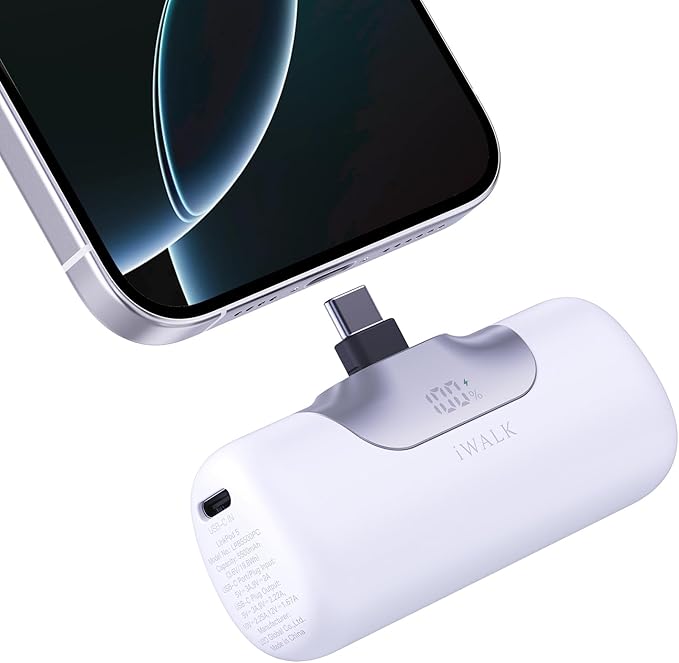iWALK Portable Charger 5500mAh Next-Gen Small Power Bank 22.5W Fast Charging Battery USB-C Portable Phone Charger for iPhone 17/16/15 17 Plus 17 Pro Max iPad, Samsung Galaxy S25 S24 S23 Android, White