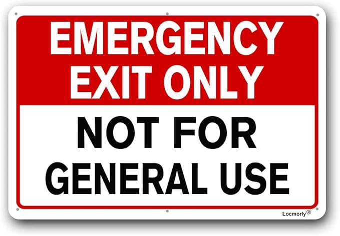 Emergency Exit Only Not for General Use Sign, 10x14 Inch, No Trespassing Reflective Aluminum Sign