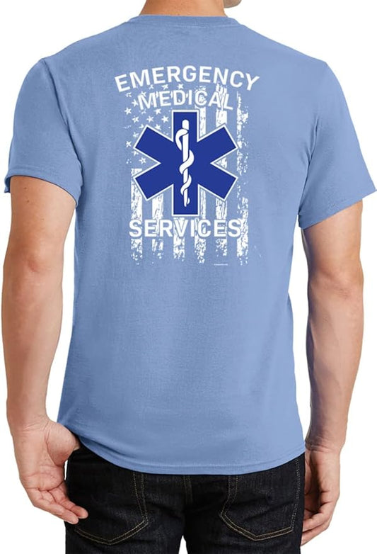 Buy Cool Shirts Emergency Medical Services EMS Flag T-Shirt Front and Back