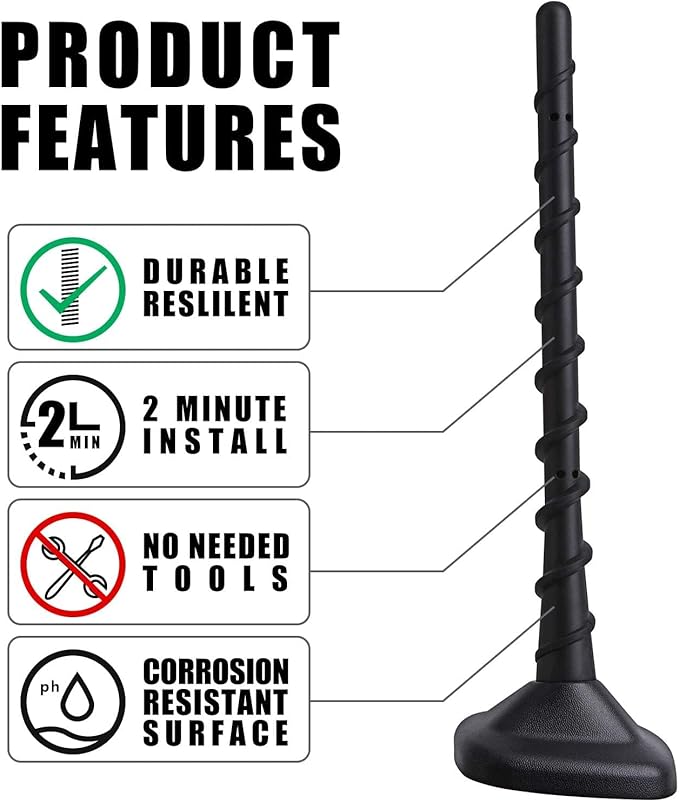 VOFONO Short Antenna for Dodge Ram 1500 Ford F150 2009-2025, Ram 2500 3500 2010+, 7 Inch Antenna Replacement Truck F-150 Ram 1500 Accessories