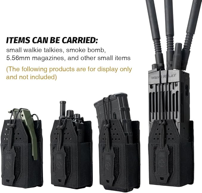 Tactical Molle Radio Pouch Radio Holster Universal Radio Holder For Walkie Talkie Motorola BaoFeng UV-5R BF-F8HP Adjustable Storage Rifle Magazine Pouch(Black)