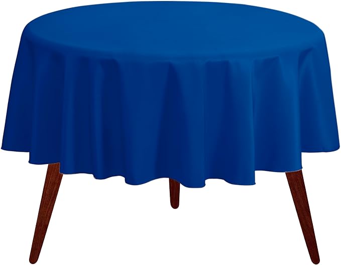 Gee Di Moda Round Tablecloth - 132 Inch Royal Blue Round Table Cloth for 72 to 96 Inch Round Tables - Heavy Duty Washable Fabric - for Buffet Table, Holiday Party, Dinner, Wedding & Baby Shower
